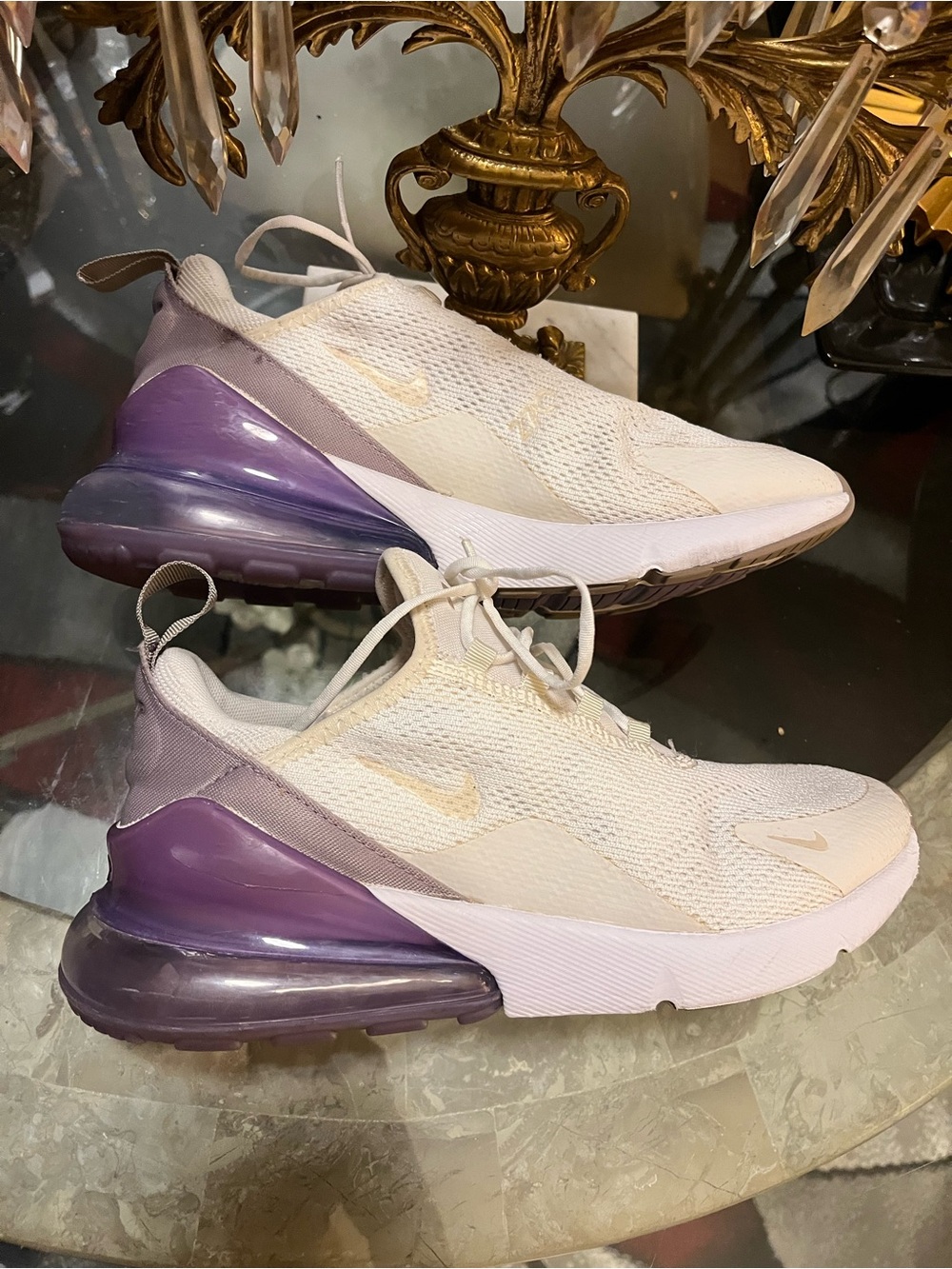 Nike Light Gray and Purple Air Max 270 Casual Sneakers🫶🏼🫶🏼🫶🏼